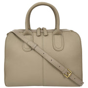 Womens Leather Handbag Large Tote with Shoulder Strap Casual Style Thea Grey