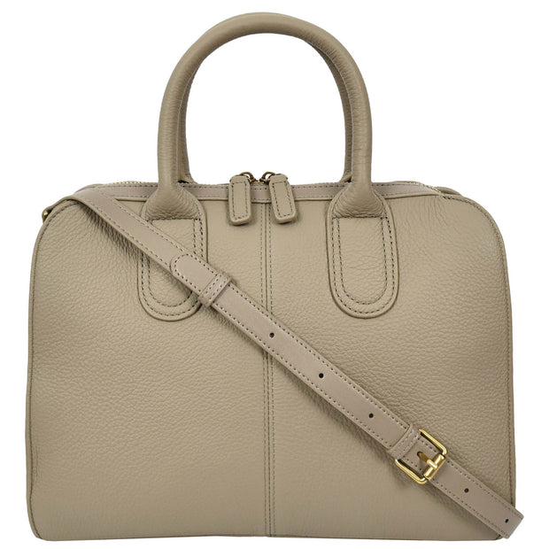 Womens Leather Handbag Large Tote with Shoulder Strap Casual Style Thea Grey