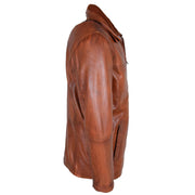 Leather Coat Detachable Collar Lining Mens Tyson Cognac 5