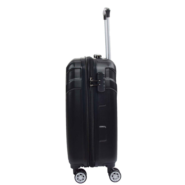 Hard Shell Cabin Bag Expandable 4 Wheeled Spinner Luggage Rio Black 5