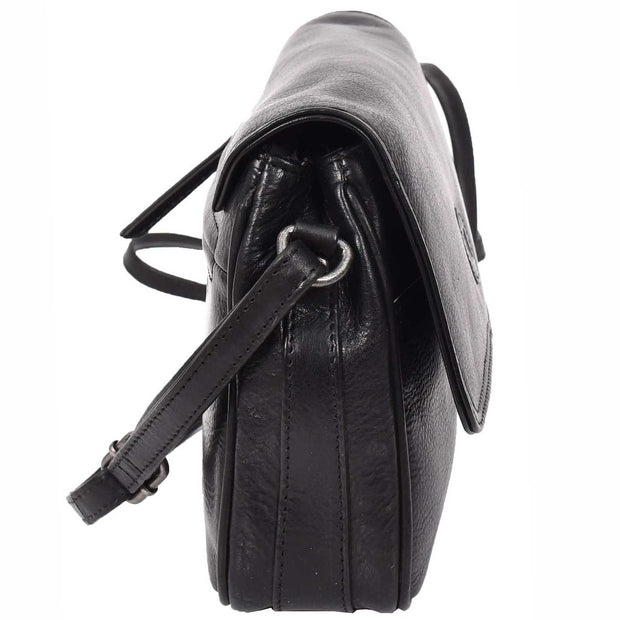 Leather Crossbody Bag Classic Casual Multi Pockets Organiser A202 Black 5
