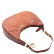 Classic Shoulder Hobo Real Leather Zip Bag GEMMA Chestnut 6