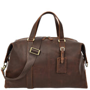 Real Leather Holdall Mid-Size Padded Laptop Section Weekend Travel Duffle Bag A007 Rust Brown
