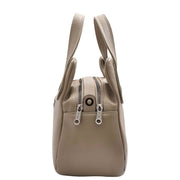 Womens Leather Handbag Twin Zip Top Casual Fashion Tote Grab Bag A850 Taupe