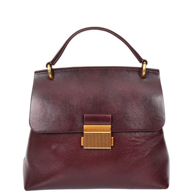 Womens Real Leather Handbag Small Evening Outgoing Fashion Tote Bag A776 Brown-4