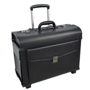2 Wheeled Pilot Case Faux Leather Business Flight Travel Briefcase Cabin Bag Vega Black