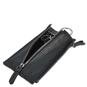 Genuine Leather Large Lightweight Key Case Wallet Car Key Holder Zipper Pouch A633 Black