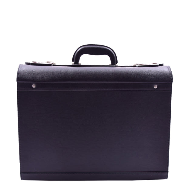 Pilot Case Faux Leather Briefcase Doctors Business Reps Cabin Size Bag Crew Black