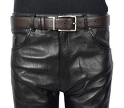 Mens Real Leather Rotated Buckle Belt With Sides Reversible Casual Style A06 Black/Brown