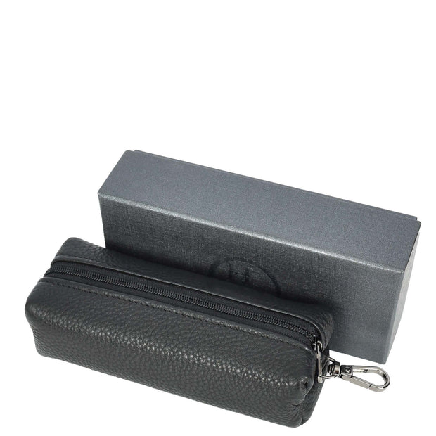 Large Size Real Leather Key Ring Case Pen Pencil Glasses Car Key Holder Pouch A932 Black