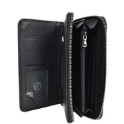 Leather Long Evelope Clutch Purse with Multi- Compartments Card Cash ID Card Travel Wallet A211 Black
