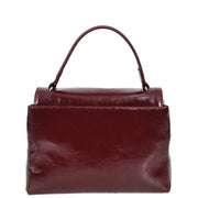 Womens Genuine Leather Small Handbag Glossy Casual Top Handle Crossbody Bag with Turn Lock Oisin Burgundy