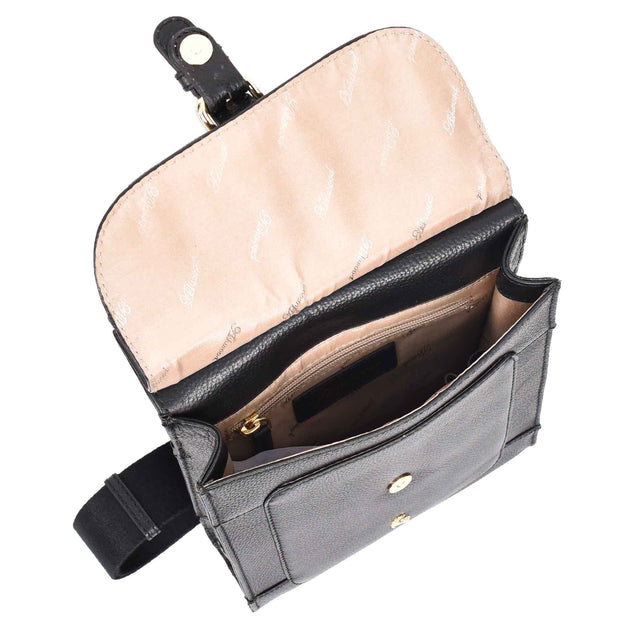 Real Leather Crossbody Bag Women's Casual Style Messenger Xela Black 6