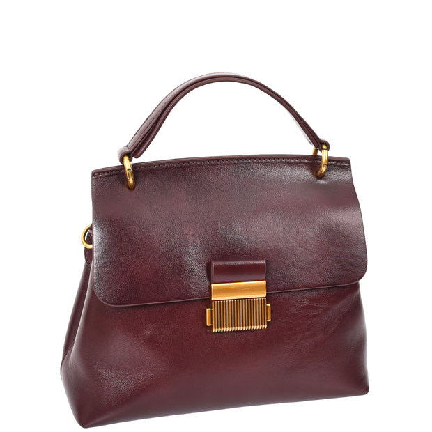 Womens Real Leather Handbag Small Evening Outgoing Fashion Tote Bag A776 Brown-12