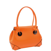 Womens Premium Leather Shoulder Bag Zip Top Casual Outgoing Tote Fashion Handbag A7135 Orange