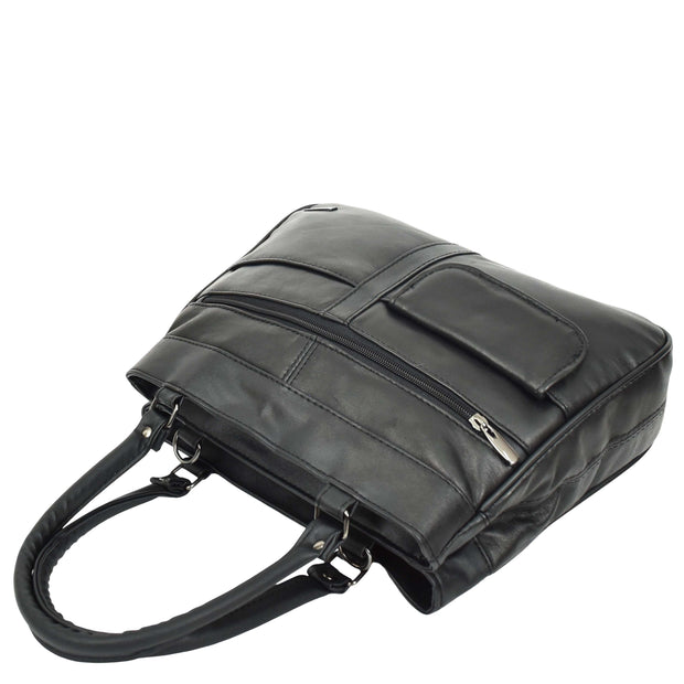 Womens Soft Leather Tote Bag Black Outgoing Casual Handbag A953 6