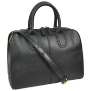 Womens Leather Handbag Large Tote with Shoulder Strap Casual Style Thea Black