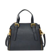 Women's Premium Leather Handbag Gold Hardware Detachable Shoulder Strap Trendy Design Bag Pam Navy