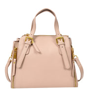Women's Premium Leather Handbag Gold Hardware Detachable Shoulder Strap Trendy Design Bag Pam Pink