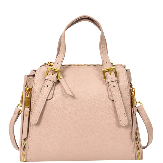 Women's Premium Leather Handbag Gold Hardware Detachable Shoulder Strap Trendy Design Bag Pam Pink