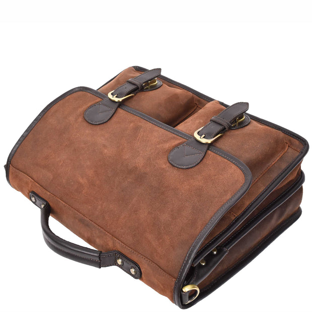 Mens Brown Leather Briefcase Vintage Style Distressed Texture Business Bag Ash-7