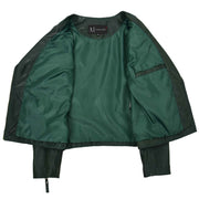 Womens Coat Genuine Leather Biker Jacket Cross Zip Cora Green 6