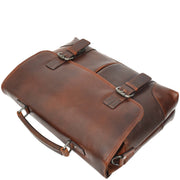 Mens Real Cowhide Leather Briefcase Soft Satchel Office Bag Roy Brown