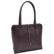 Womens Genuine Leather Shoulder Bag A4 Size Classic Handbag A062 Brown