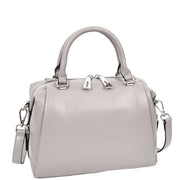 Women Real Leather Handbag Small Casual Outgoing Style Grab Handles A393 Grey-1