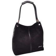 Womens Real Leather Suede Shoulder Hobo Bag Casual Outgoing Handbag A7153 Black