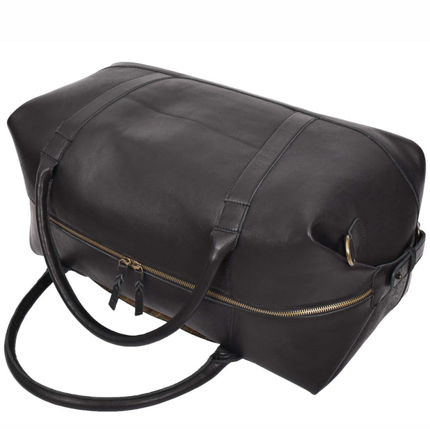 Real Leather Travel Holdall Weekender Overnight Cabin Bag A634 Black 5
