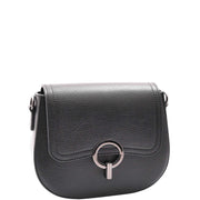 Womens Exclusive Leather Saddle Bag Small Casual Crossbody Fashion Handbag A2063 Black