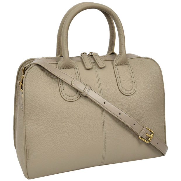Womens Leather Handbag Large Tote with Shoulder Strap Casual Style Thea Grey