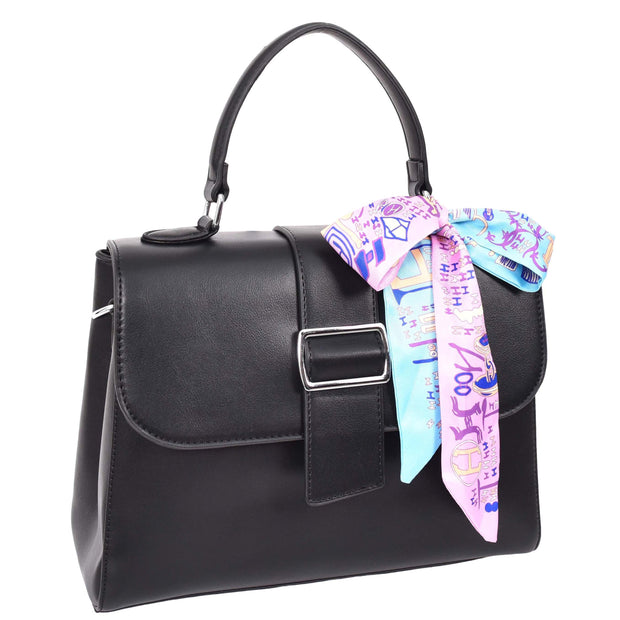Womens Handbag Faux Leather Top Handle Doctors Bag Outgoing Fashion Tote A897 Black-6
