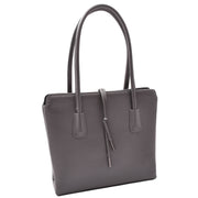 Womens Genuine Leather Shoulder Bag A4 Size Classic Handbag A062 Grey