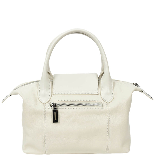 Womens Genuine Leather Top-Handle Bag Tote Style Casual Outgoing Fashion Handbag Amy White