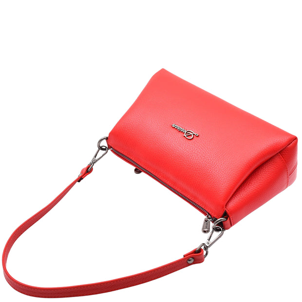 Women Girls Premium Leather Small Handbag Shoulder Crossbody Messenger Bag A3017 Red