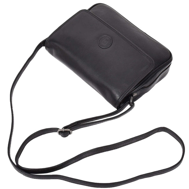 Leather Crossbody Bag Classic Casual Multi Pockets Organiser A202 Black 6