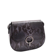 Womens Snake Print Leather Crossbody Saddle Bag Small Casual Handbag A2063 Navy