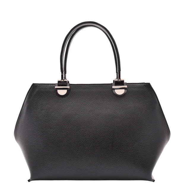 Womens Genuine Leather Handbag Large Size Casual Outgoing Fashion Bag A562 Black