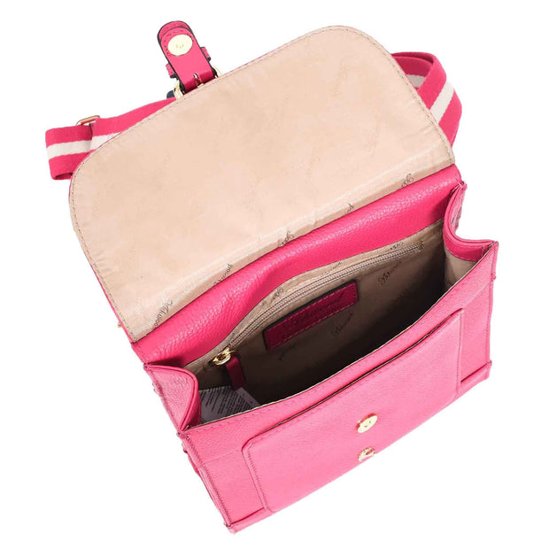 Real Leather Crossbody Bag Women's Casual Style Messenger Xela Pink 6