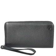 Leather Long Evelope Clutch Purse with Multi- Compartments Card Cash ID Card Travel Wallet A211 Black