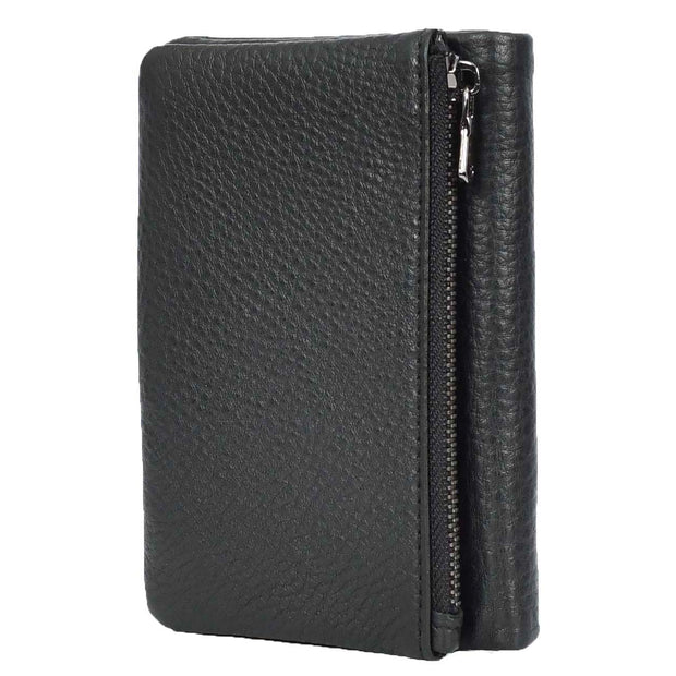 Mens Real Leather Bi-Fold Slim Wallet Coins Cards Banknotes Classic Style A162 Black