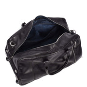 Premium Leather Wheeled Holdall Cabin Size Weekend Travel Duffle Bag AL50 Black