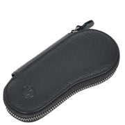 Premium Leather Key Case Wallet With Multiple Key Hooks Zip Around Pouch Style A169 Black