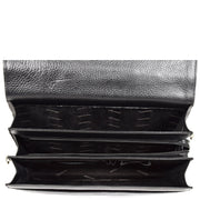 Mens Leather Briefcase Italian Cowhide Business Office Laptop Satchel Bag A317 Black