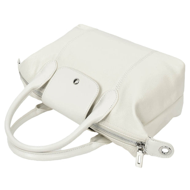 Womens Genuine Leather Top-Handle Bag Tote Style Casual Outgoing Fashion Handbag Amy White