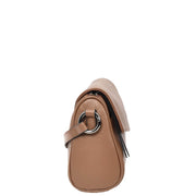 Women's Classic Leather Shoulder Bag Flap-over Design with Organiser Crossbody Messenger Edith Brown