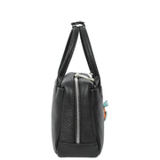 Womens Leather Mini Handbag with Rocking Horse Charm Girls Casual Fashion Tote Lori Black
