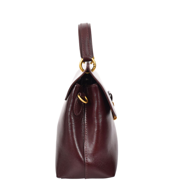 Womens Real Leather Handbag Small Evening Outgoing Fashion Tote Bag A776 Brown-3